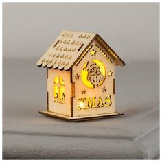 Подвеска световая "Домик и дед мороз", 6х4.5х4.5, LR41х3, Т/белый Luazon Lighting