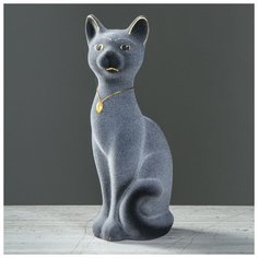 Копилка "Кот Кузя", покрытие флок, серая, 27 см Керамика ручной работы