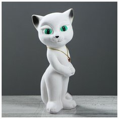 Копилка "Кошка Анжела", покрытие флок, белая, 35 см Керамика ручной работы