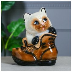 Копилка "Кот в ботинке", разноцветная, глазурь, 28 см, микс Керамика ручной работы