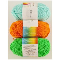Пряжа Пехорка Детская новинка, 100 % акрил, 50 г, 200 м, 3 шт., 65 экзотика/73 айсберг/79 календула