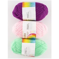 Пряжа Пехорка Детская новинка, 100 % акрил, 50 г, 200 м, 3 шт., 180 светлая бегония/171 весна/179 фиалка