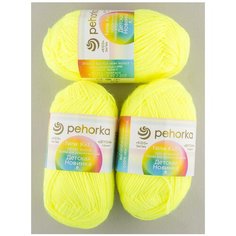 Пряжа Пехорка Детская новинка, 100 % акрил, 50 г, 200 м, 3 шт., 483 незрелый лимон