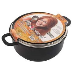 Кастрюля Маруся 3430к 3л диам.22 см со стеклянной крышкой черная (литая антипригарная)