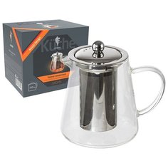 Чайник заварочный AROMA, объем 750 мл (боросиликатное стекло, нерж.сталь) (008247) Leonord