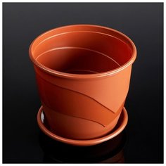 Горшок для цветов с поддоном «Венеция», 2 л, d=16 см, цвет терракот Керамика ручной работы