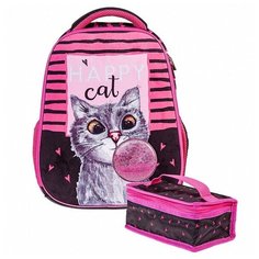 Ранцы Hatber Ранец школьный 38*29*12,5см Ergonomic light "Bubble-cat" EVA
