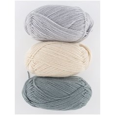 Пряжа "Детская новинка" (3 мотка), 50г., 200м, пехорка, 08 светло-серый, 174 стальной, 89 фрез