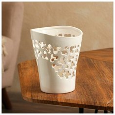 Кашпо "Орхидейница", резная, белая, керамика Красная глина