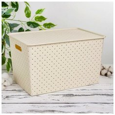 Корзина для хранения с крышкой «Береста», 14 л, 35×24,5×20,5 см, цвет слоновая кость Арт Узор