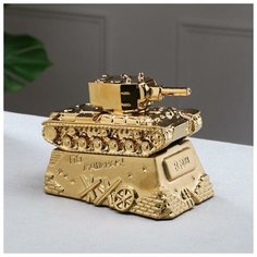 Копилка "Танк КВ-2", золотистая Керамика ручной работы