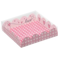 Коробка для кондитерских изделий с PVC-крышкой Love, 13 × 13 × 3 см (5 шт) Дарите счастье