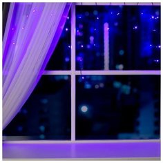 Гирлянда "Бахрома" 3 х 0.5 м , IP20, тёмная нить, 80 LED, свечение фиолетовое, 8 режимов, 220 В Luazon Lighting