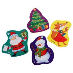Мягкий пазл «Дед Мороз и друзья», 16 элементов, 4 картинки Vladi Toys