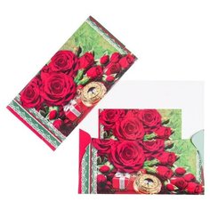 Конверт для денег "Универсальный" красные розы (10 шт) Русский Дизайн