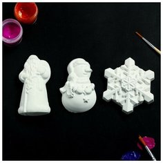 Набор под раскраску с подвесом "Новогодний" 10х7см - 3шт Хорошие сувениры