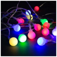 Гирлянда "Нить" 3 м с насадками "Шарики", IP20, прозрачная нить, 20 LED, свечение RG/RB, мигание, USB Luazon Lighting