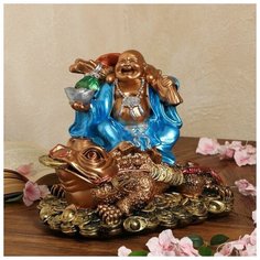 Сувенир "Хотэй на жабе", бронзовый цвет, разноцветная, 26 см, микс Керамика ручной работы