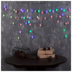 Гирлянда "Бахрома" 1.8 х 0.5 м с насадками "Ёжики", IP20, прозрачная нить, 48 LED, свечение RG/RB, мигание, 220 В Luazon Lighting