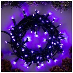 Гирлянда "Нить" 10 м , IP20, тёмная нить, 100 LED, свечение фиолетовое, 8 режимов, 220 В Luazon Lighting