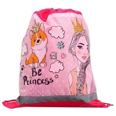 Мешок для обуви с карманом 420*340, светоотр полоса СДС-71 "Принцесса и корги 2021" Пчёлка