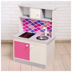 Набор игровой мебели "Детская кухня Sitstep" бел/сер корпус, фасады бел/мал, фартук ромб 5274753 Zabiaka