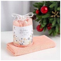 Полотенце подарочное Этель "С Новым годом" цв.персиковый, 50х90см, 100% хл, 340 г/м2 7115204