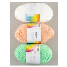 Пряжа Пехорка Детская новинка, 100 % акрил, 50 г, 200 м, 3 шт., 01 белый/18 персик/171 весна