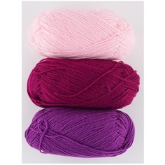 Пряжа Пехорка Детская новинка, 100 % акрил, 50 г, 200 м, 3 шт., 179 фиалка/180 светлая бегония/781 ягодный