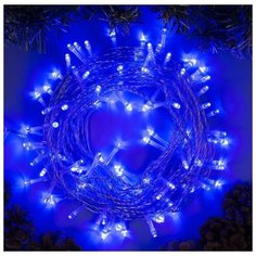 Гирлянда "Нить" 10 м , IP44, УМС, прозрачная нить, 100 LED, свечение синее, 8 режимов, 24 В Luazon Lighting