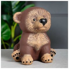 Копилка "Мишка Гришка", акрил, коричневая, 21 см Керамика ручной работы