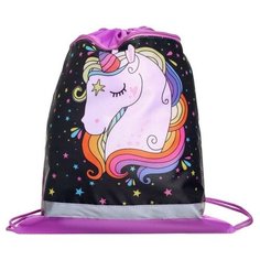 Мешок для обуви с карманом 420*340, светоотр полоса СДС-71 дев "Единорог и звёзды 2021" Пчёлка