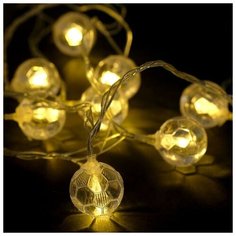 Гирлянда "Нить" 5 м с насадками "Футбольный мяч", IP20, прозрачная нить, 30 LED, свечение тёплое белое, 8 режимов, 220 В Luazon Lighting