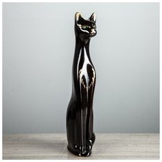 Копилка "Кот", глазурь, чёрная, керамика, 42 см