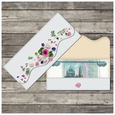 Конверт для денег "Настоящие цветы" формовой, 17,5 х 8 см (10 шт) Дарите счастье