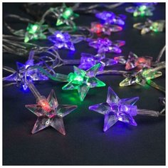 Гирлянда "Нить" 5 м с насадками "Звезда средняя", IP20, прозрачная нить, 20 LED, свечение мульти, мигание, 220 В Luazon Lighting