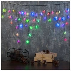 Гирлянда "Бахрома" 1.8 х 0.5 м с насадками "Ёлки", IP20, прозрачная нить, 48 LED, свечение RG/RB, мигание, 220 В Luazon Lighting