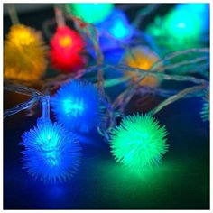 Гирлянда "Нить" 5 м с насажками "Ёжики цветные", IP20, прозрачная нить, 30 LED, свечение мульти, 8 режимов, 220 В Luazon Lighting