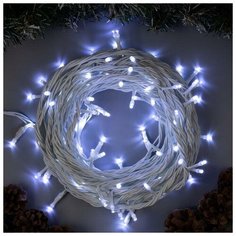 Гирлянда "Нить" 10 м , IP44, УМС, белая нить, 100 LED, свечение белое, 220 В Luazon Lighting