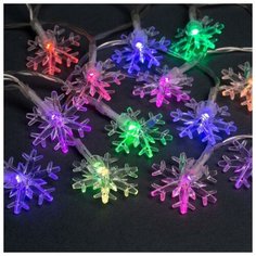 Гирлянда "Нить" 3 м с насадками "Снежинки большие", IP20, прозрачная нить, 20 LED, свечение RG/RB, мигание, USB Luazon Lighting