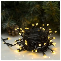 Гирлянда "Нить" 5 м , IP20, тёмная нить, 50 LED, свечение тёплое белое, 8 режимов, 220 В Luazon Lighting