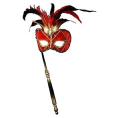 Аксессуар для праздника Forum Novelties Венецианская маска с перьями (красная)