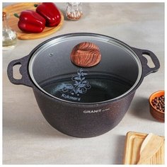 Кастрюля 6 л Granit ultra blue со стеклянной крышкой Kukmara