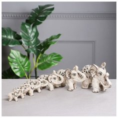 Сувенир "Белые слоны", золото, микс Керамика ручной работы