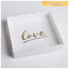 Коробка для кондитерских изделий с PVC-крышкой Love, 15 × 15 × 3 см (5 шт) Дарите счастье