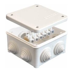 Коробка распределительная ОП 85х85х45мм IP54 с клемм. 7 выходов 3 гермоввода 10А 6 контактов крышка на винтах бел. Epplast 130113 E.P.Plast