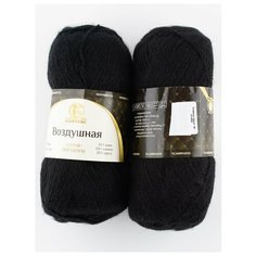 Пряжа "Воздушная" 100 г, 370м (2 мотка), камтекс, черный