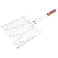 Решетка для барбекю ECOS RD-117W (рыбная, 3 секции, р-р 28х28х1,5см, общая длина 63 см, хром.)