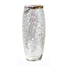 Ваза с ручной росписью "Белые вензеля" 23,5 см Волшебная Страна