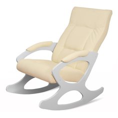 Кресло- качалка Сорренто экокожа крем, каркас белый Мебелик